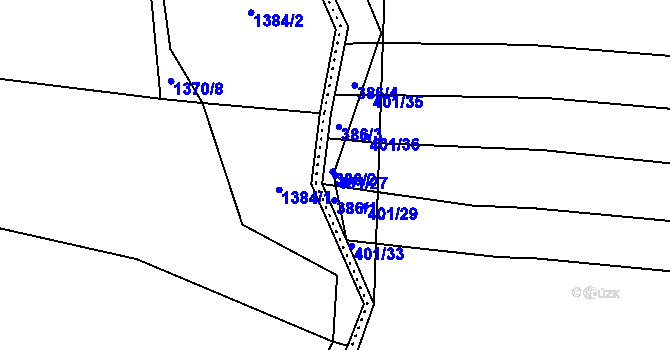 Parcela st. 401/27 v KÚ Němetice, Katastrální mapa