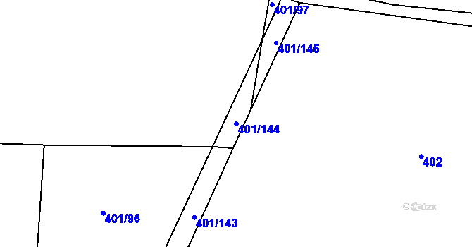 Parcela st. 401/144 v KÚ Němetice, Katastrální mapa