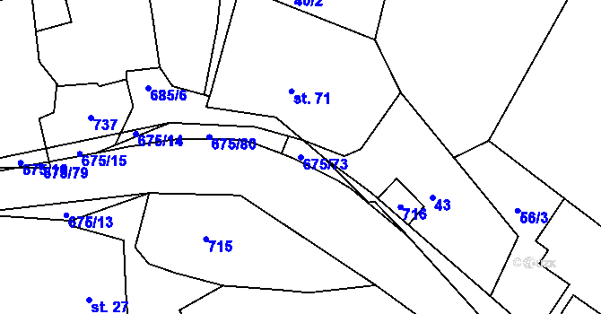 Parcela st. 675/73 v KÚ Němetice, Katastrální mapa