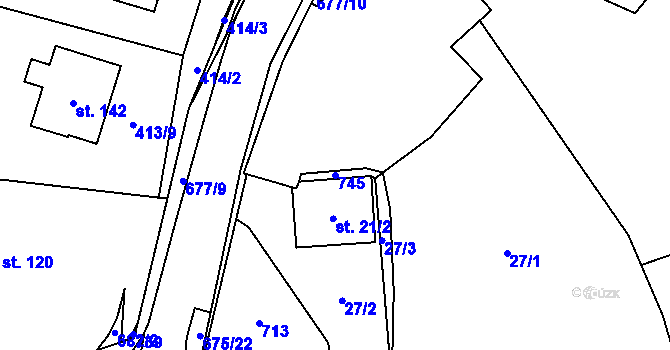 Parcela st. 745 v KÚ Němetice, Katastrální mapa