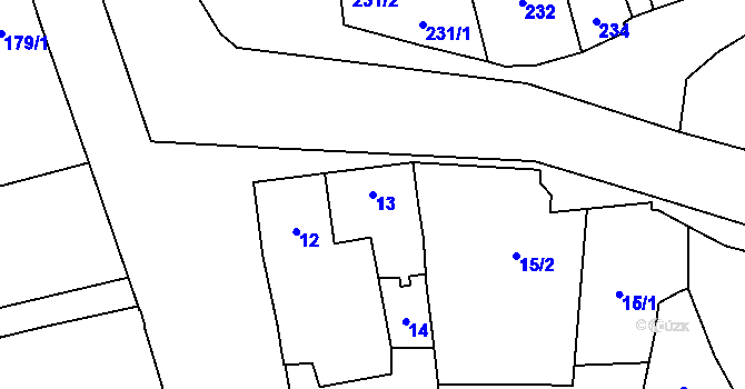 Parcela st. 13 v KÚ Nemilany, Katastrální mapa