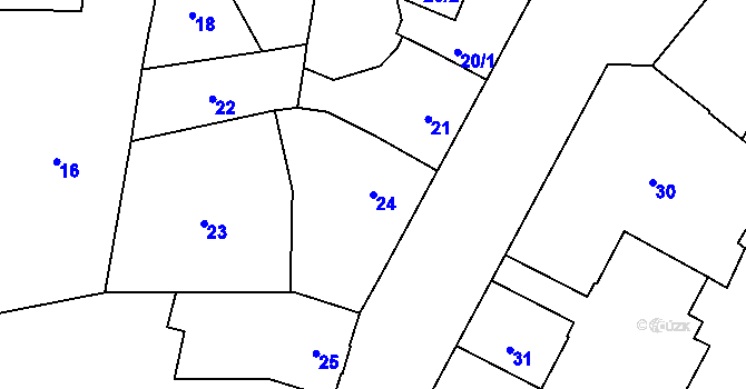 Parcela st. 24 v KÚ Nemilany, Katastrální mapa