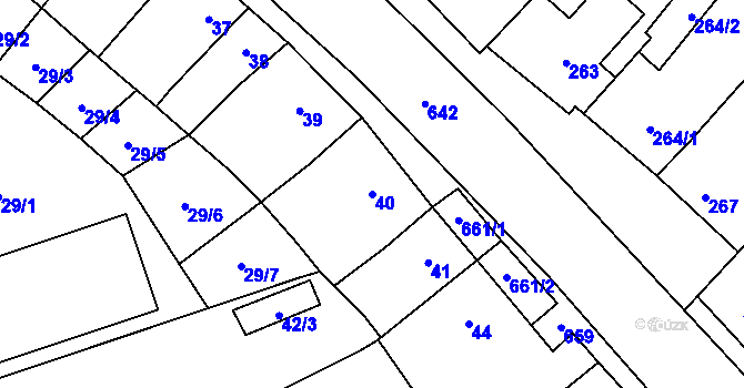 Parcela st. 40 v KÚ Nemilany, Katastrální mapa