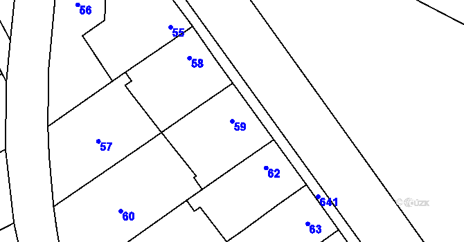 Parcela st. 59 v KÚ Nemilany, Katastrální mapa