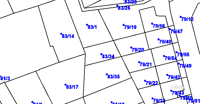Parcela st. 83/1 v KÚ Nemilany, Katastrální mapa