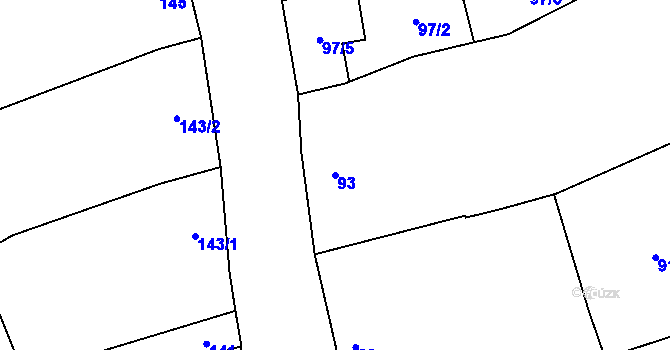 Parcela st. 93 v KÚ Nemilany, Katastrální mapa