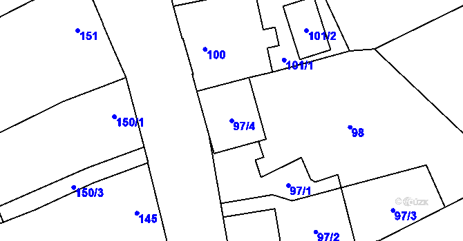Parcela st. 97/4 v KÚ Nemilany, Katastrální mapa