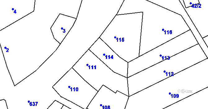 Parcela st. 114 v KÚ Nemilany, Katastrální mapa