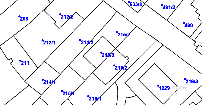 Parcela st. 215/3 v KÚ Nemilany, Katastrální mapa