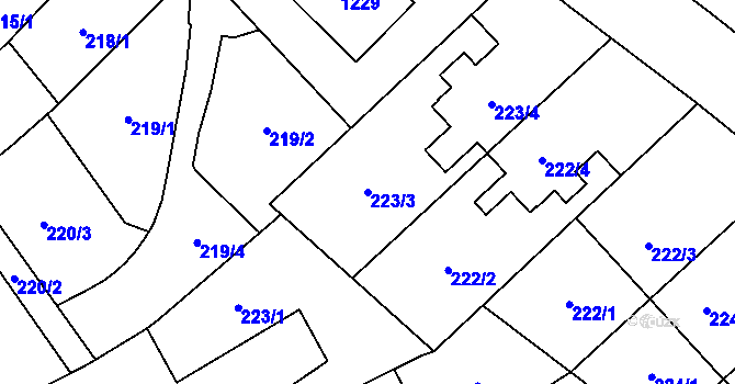 Parcela st. 223/3 v KÚ Nemilany, Katastrální mapa