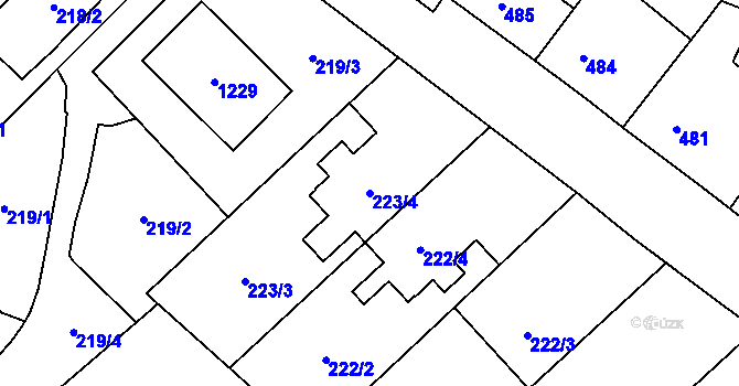 Parcela st. 223/4 v KÚ Nemilany, Katastrální mapa