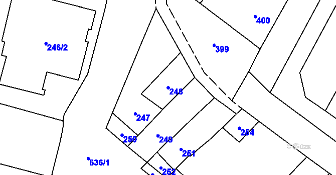 Parcela st. 248 v KÚ Nemilany, Katastrální mapa