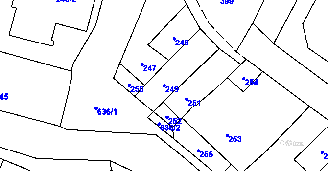 Parcela st. 249 v KÚ Nemilany, Katastrální mapa