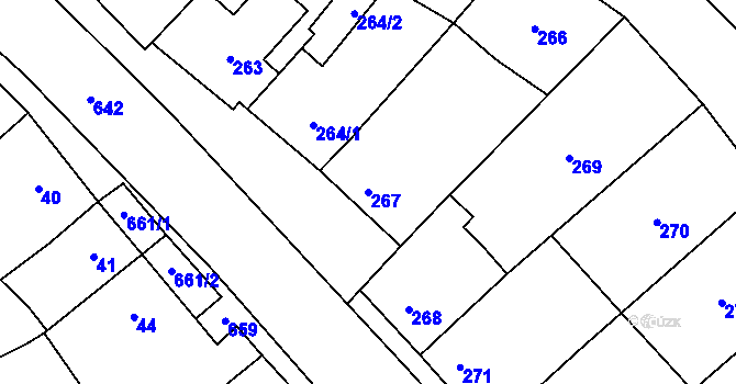 Parcela st. 267 v KÚ Nemilany, Katastrální mapa