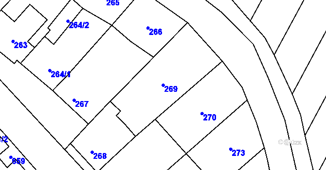 Parcela st. 269 v KÚ Nemilany, Katastrální mapa
