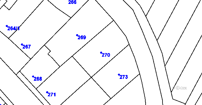 Parcela st. 270 v KÚ Nemilany, Katastrální mapa