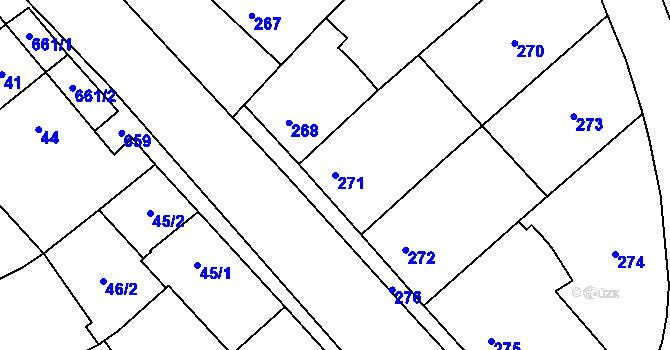 Parcela st. 271 v KÚ Nemilany, Katastrální mapa