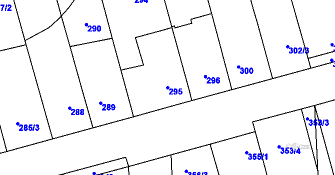 Parcela st. 295 v KÚ Nemilany, Katastrální mapa