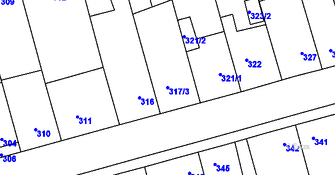 Parcela st. 317/3 v KÚ Nemilany, Katastrální mapa