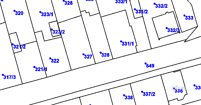 Parcela st. 328 v KÚ Nemilany, Katastrální mapa
