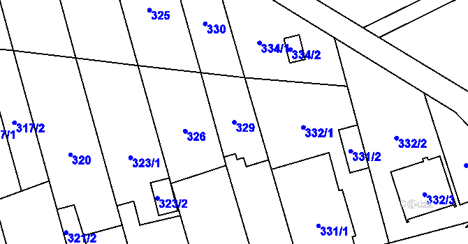Parcela st. 329 v KÚ Nemilany, Katastrální mapa