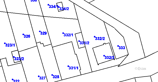 Parcela st. 331/2 v KÚ Nemilany, Katastrální mapa