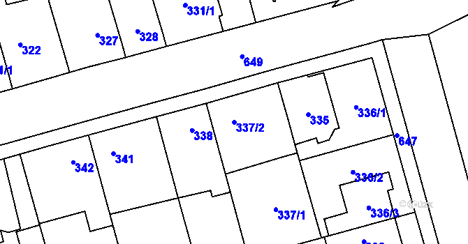 Parcela st. 337/2 v KÚ Nemilany, Katastrální mapa