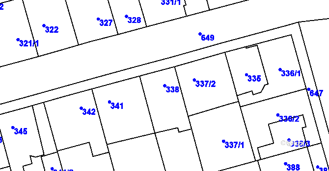 Parcela st. 338 v KÚ Nemilany, Katastrální mapa