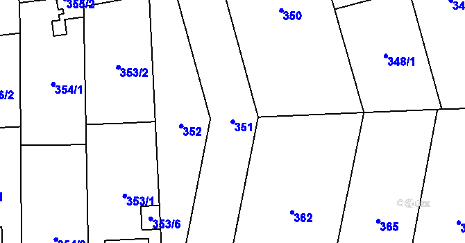 Parcela st. 351 v KÚ Nemilany, Katastrální mapa