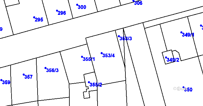 Parcela st. 353/4 v KÚ Nemilany, Katastrální mapa