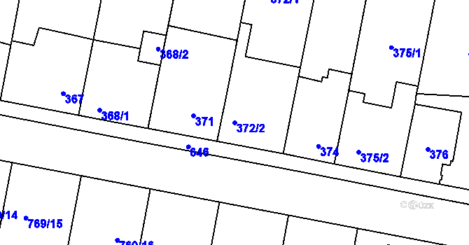 Parcela st. 372/2 v KÚ Nemilany, Katastrální mapa
