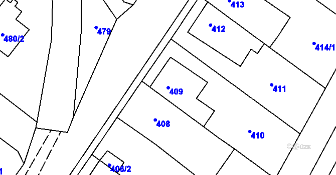 Parcela st. 409 v KÚ Nemilany, Katastrální mapa