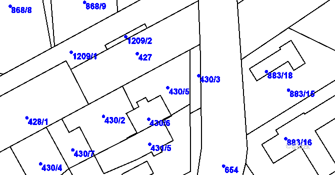 Parcela st. 430/5 v KÚ Nemilany, Katastrální mapa