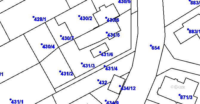 Parcela st. 431/6 v KÚ Nemilany, Katastrální mapa