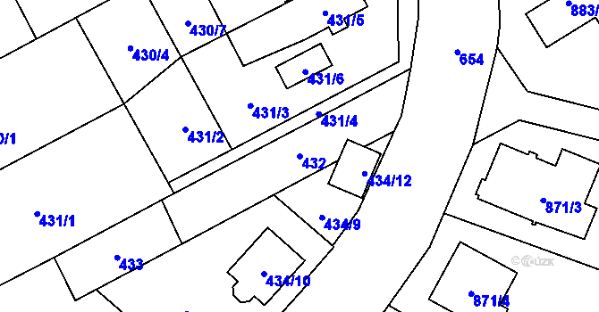 Parcela st. 432 v KÚ Nemilany, Katastrální mapa