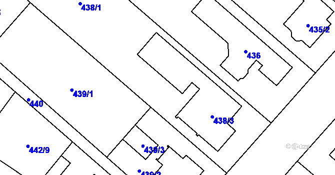 Parcela st. 438/2 v KÚ Nemilany, Katastrální mapa