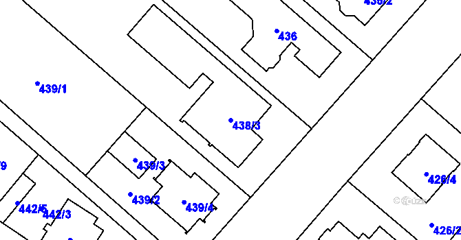 Parcela st. 438/3 v KÚ Nemilany, Katastrální mapa