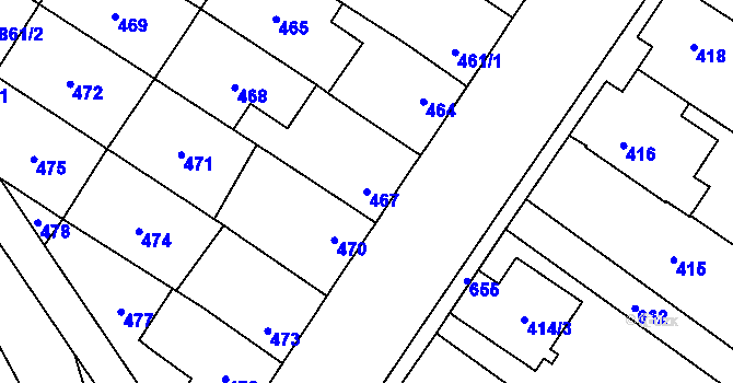 Parcela st. 467 v KÚ Nemilany, Katastrální mapa
