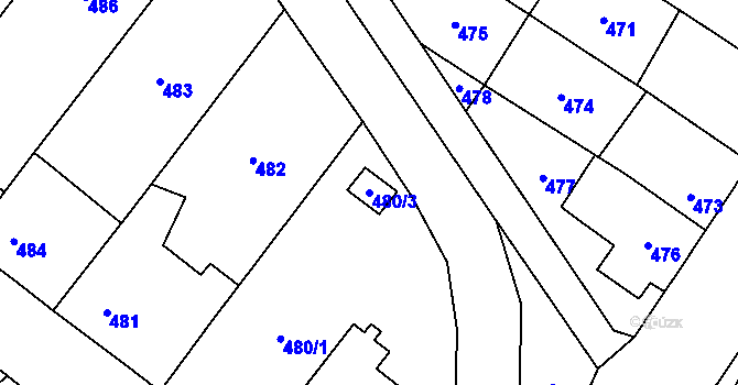 Parcela st. 480/3 v KÚ Nemilany, Katastrální mapa