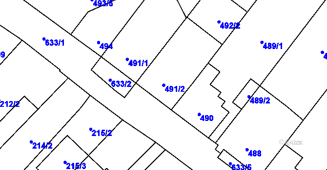 Parcela st. 491/2 v KÚ Nemilany, Katastrální mapa