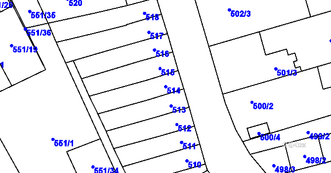 Parcela st. 514 v KÚ Nemilany, Katastrální mapa