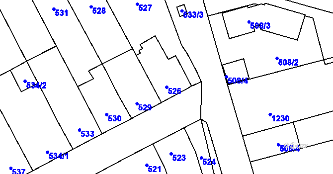Parcela st. 526 v KÚ Nemilany, Katastrální mapa