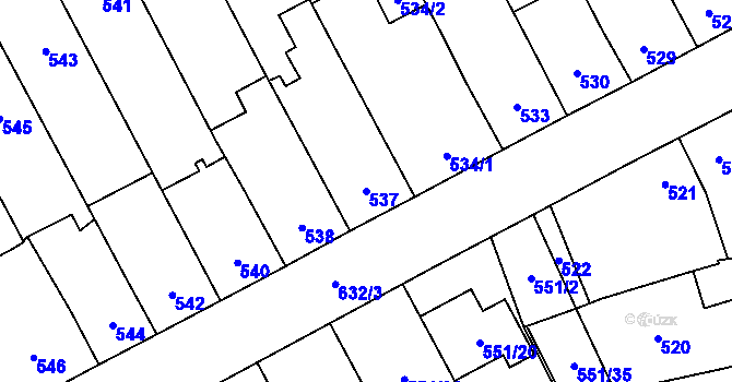 Parcela st. 537 v KÚ Nemilany, Katastrální mapa