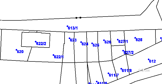 Parcela st. 624 v KÚ Nemilany, Katastrální mapa