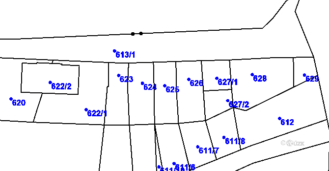 Parcela st. 625 v KÚ Nemilany, Katastrální mapa
