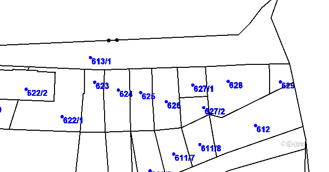 Parcela st. 626 v KÚ Nemilany, Katastrální mapa