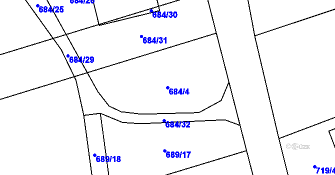 Parcela st. 684/4 v KÚ Nemilany, Katastrální mapa