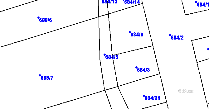 Parcela st. 684/5 v KÚ Nemilany, Katastrální mapa