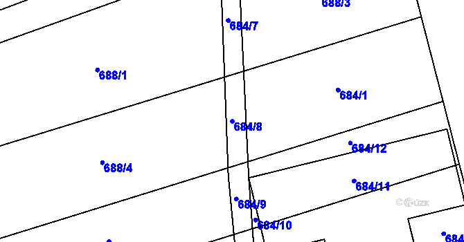 Parcela st. 684/8 v KÚ Nemilany, Katastrální mapa