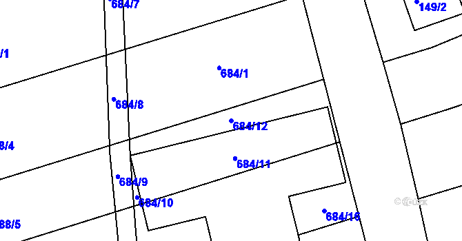 Parcela st. 684/12 v KÚ Nemilany, Katastrální mapa